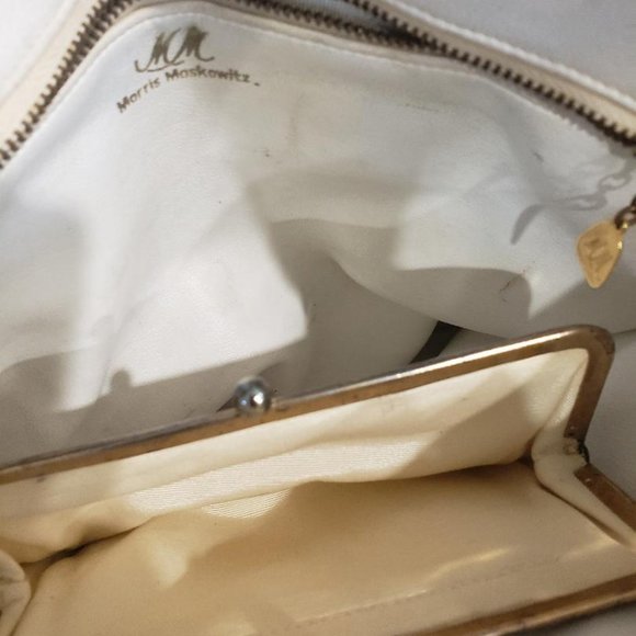 Vintage Morris Moskowitz Blue Leather Hand Bag W/ Interior Kiss Coin Purse - Picture 8 of 10